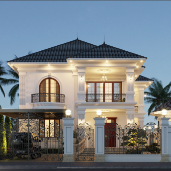 Biệt thự tân cổ điển, Biệt thự 2 tầng 1 mái