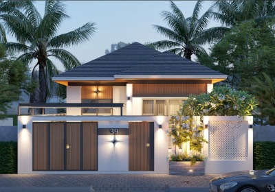 Mẫu nhà 1 tầng xinh xắn với nội thất gỗ chủ đạo mang đến sự mộc mạc và nhẹ nhàng. 