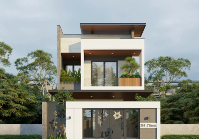 Nhà phố 2 tầng phong cách sống hiện đại, hài hòa với thiên nhiên.