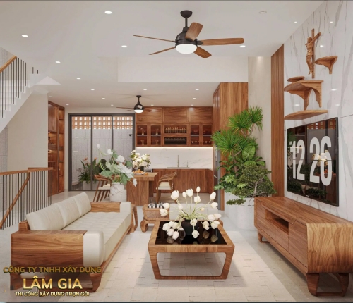 Nhà mẫu phong cách hiện đại, tối giản, sáng, thoáng và xanh.