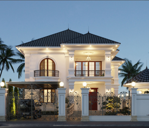 Biệt thự tân cổ điển, Biệt thự 2 tầng 1 mái