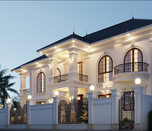 Biệt thự tân cổ điển, Biệt thự 2 tầng 1 mái