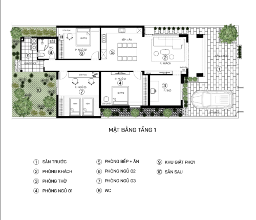 Mẫu nhà 1 tầng xinh xắn với nội thất gỗ chủ đạo mang đến sự mộc mạc và nhẹ nhàng. 