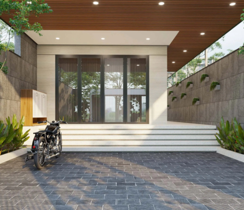 Nhà phố 2 tầng phong cách sống hiện đại, hài hòa với thiên nhiên.